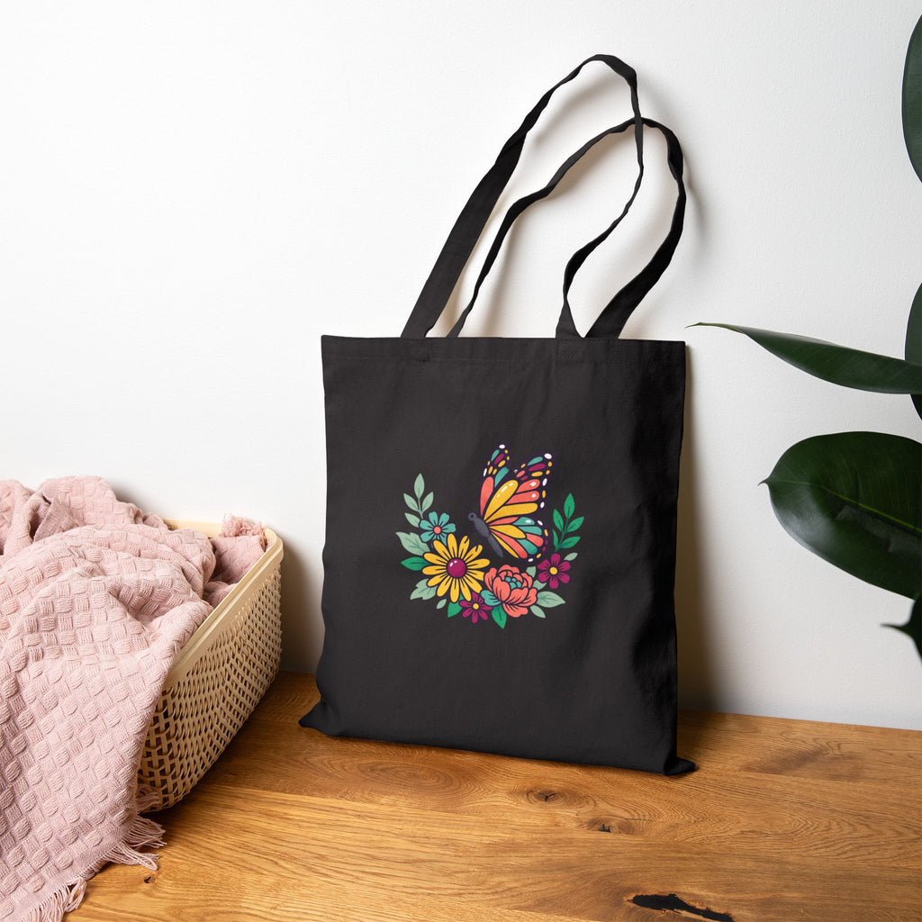Butterfly Floral Canvas Tote — Cotton Market Bag