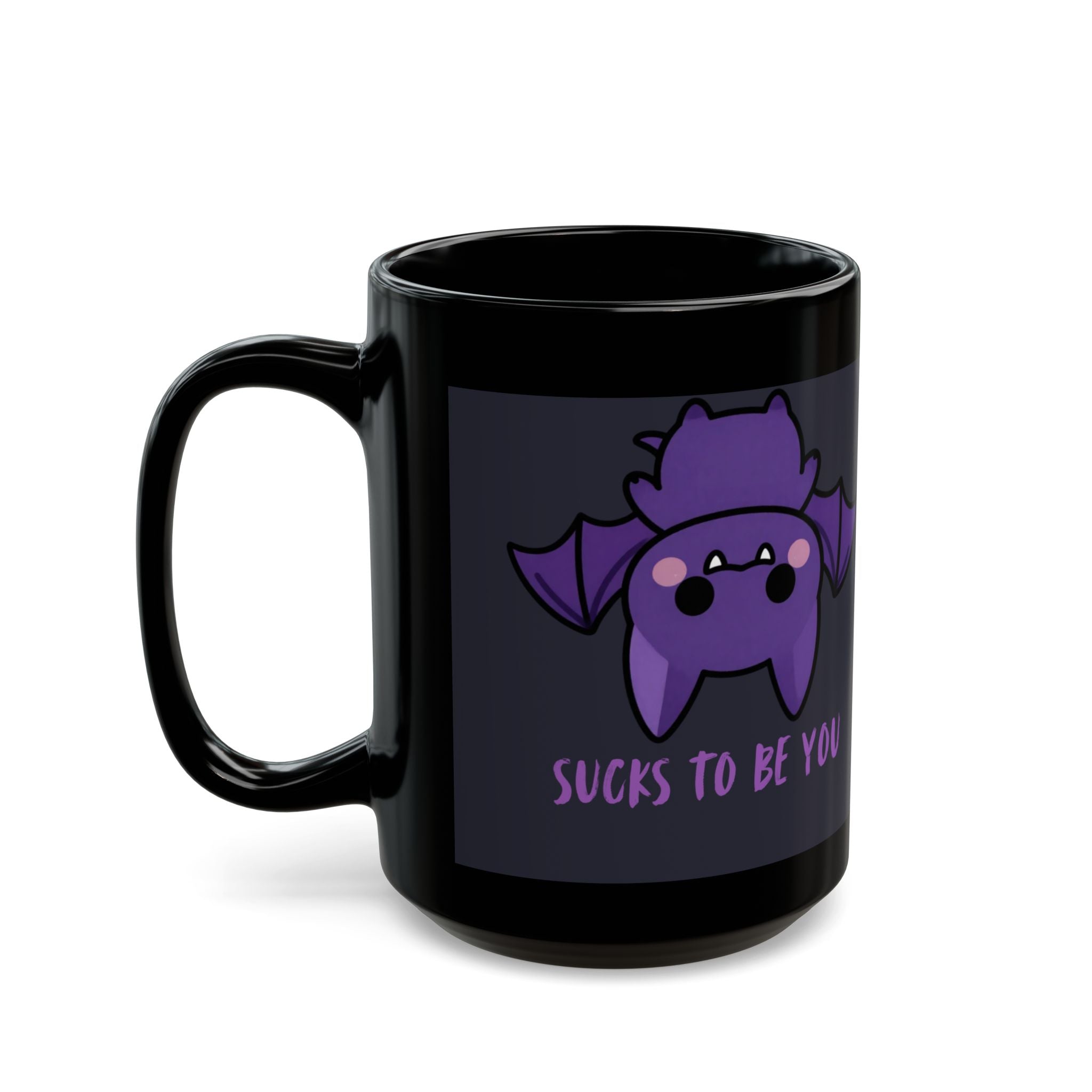Cute Purple Bat Mug – "Sucks To Be You" Funny Gothic Coffee Cup