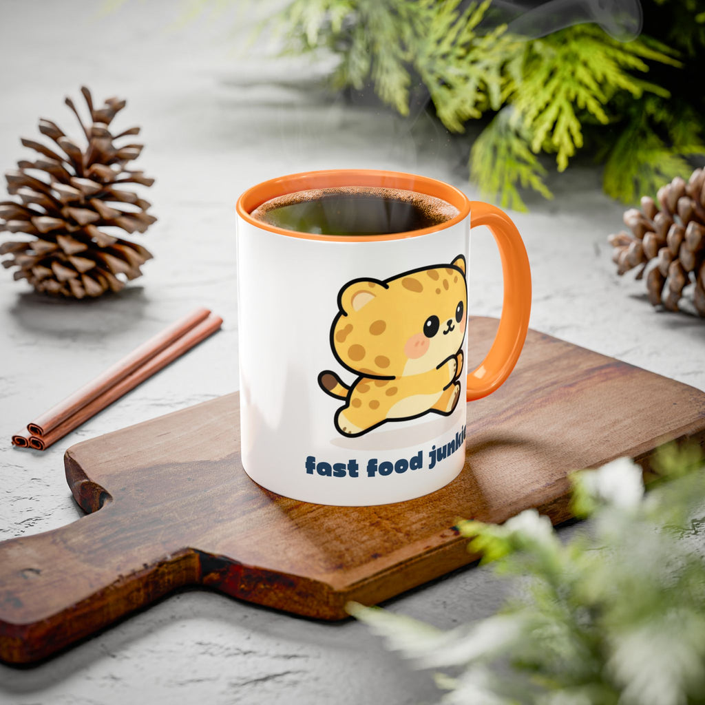 'Fast Food Junkie' Cat Mug — Colorful 11oz & 15oz Ceramic Coffee Cup