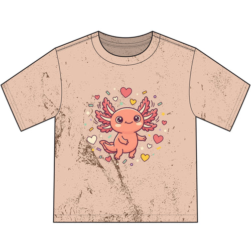 Axolotl Love Youth T-Shirt — Cute Pink Winged Axolotl with Hearts