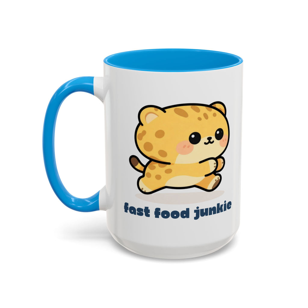 'Fast Food Junkie' Cat Mug — Colorful 11oz & 15oz Ceramic Coffee Cup