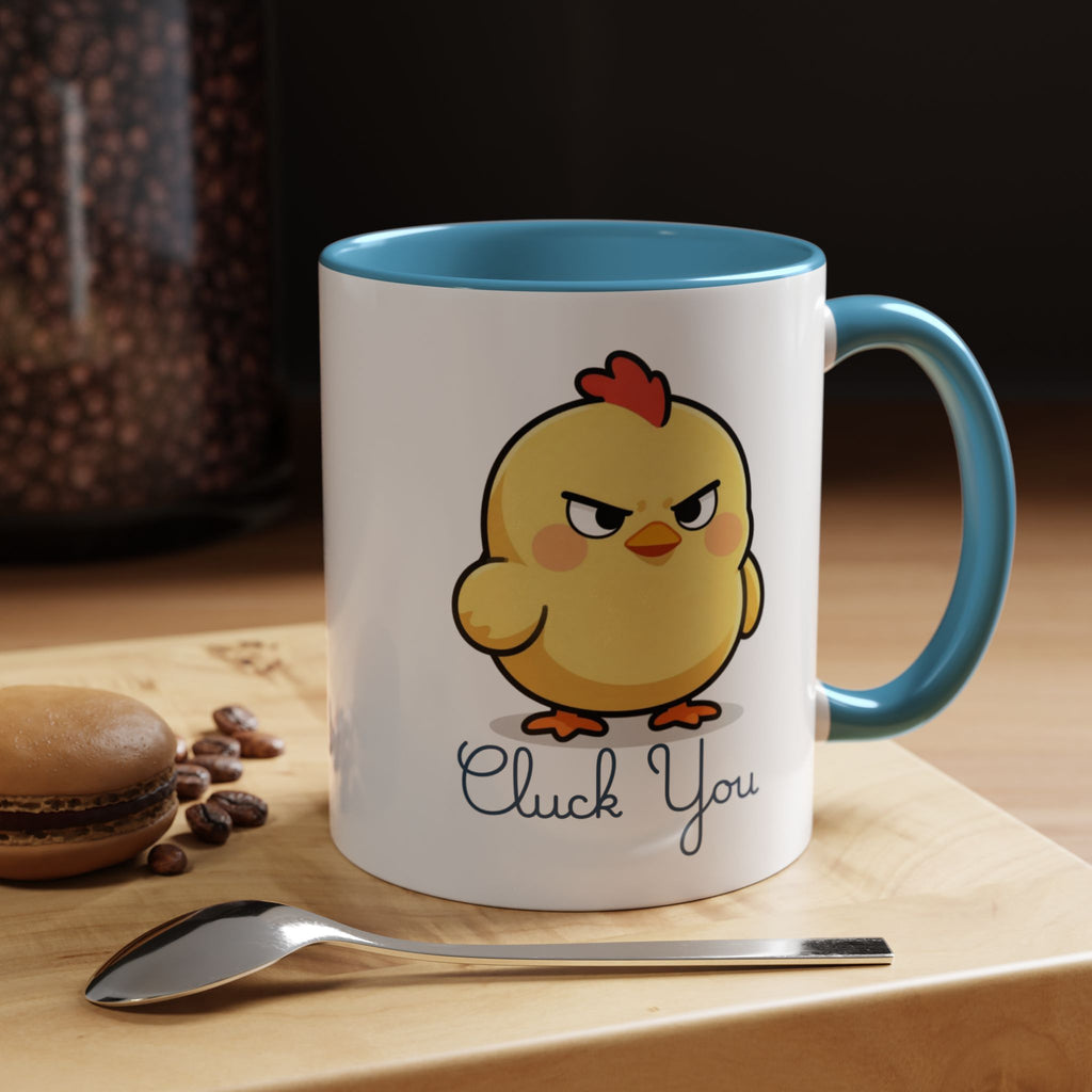 Cute Angry Chick 'Cluck You' Accent Coffee Mug — Funny Chicken Gift (11/15 oz)