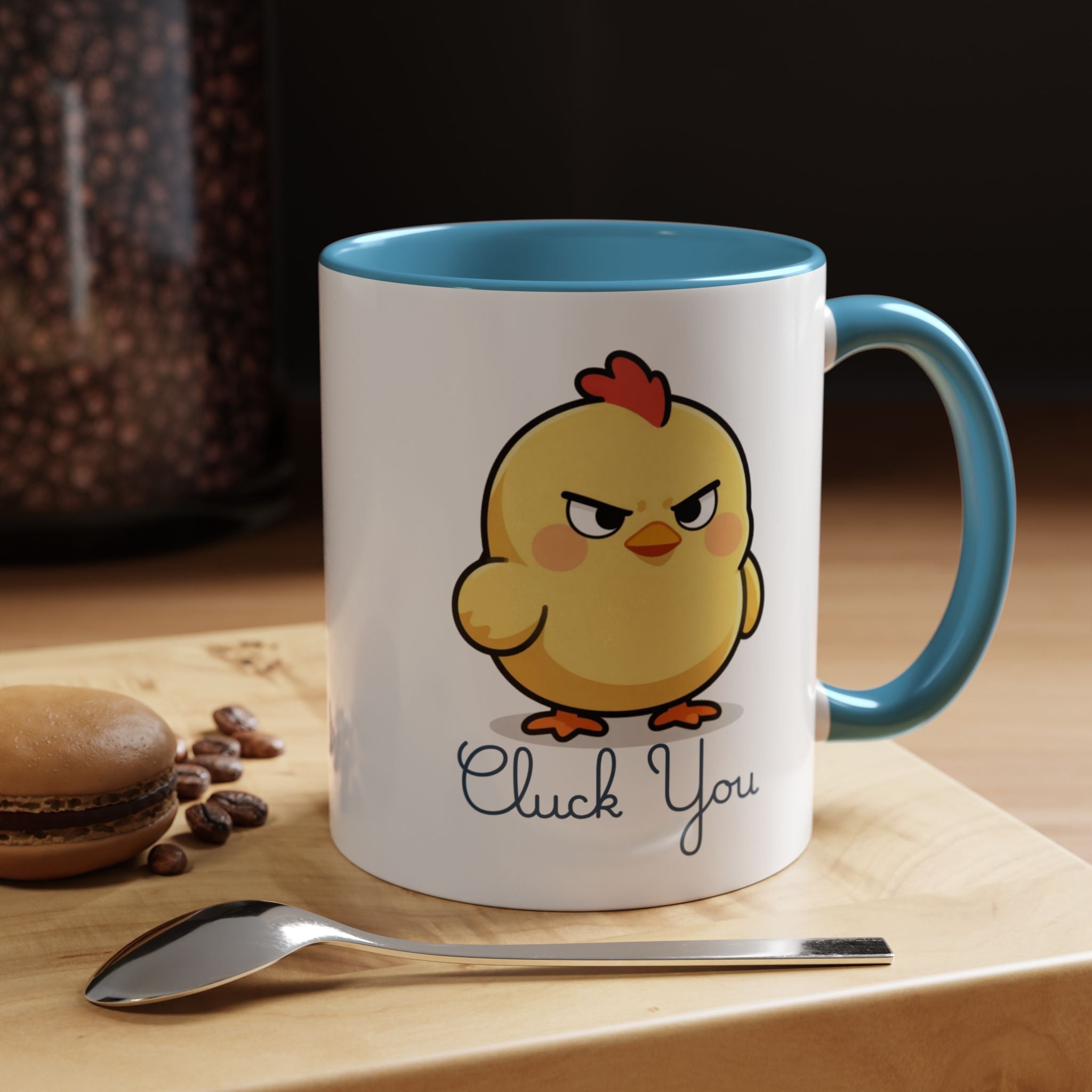 Cute Angry Chick 'Cluck You' Accent Coffee Mug — Funny Chicken Gift (11/15 oz)