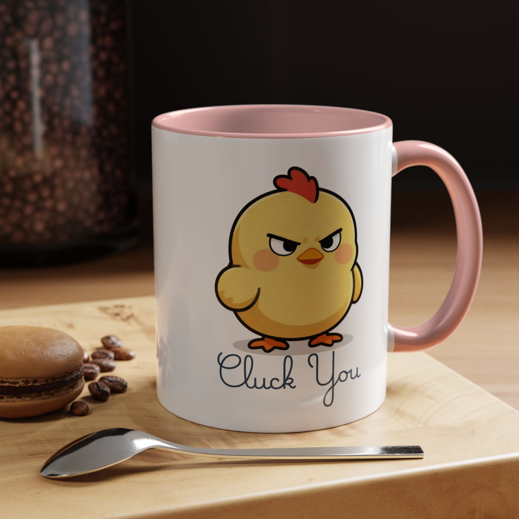 Cute Angry Chick 'Cluck You' Accent Coffee Mug — Funny Chicken Gift (11/15 oz)
