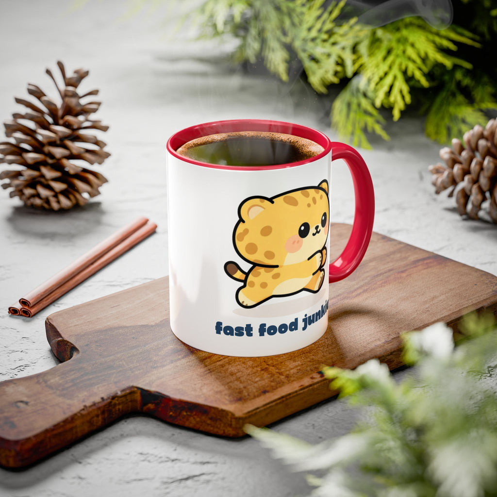 'Fast Food Junkie' Cat Mug — Colorful 11oz & 15oz Ceramic Coffee Cup