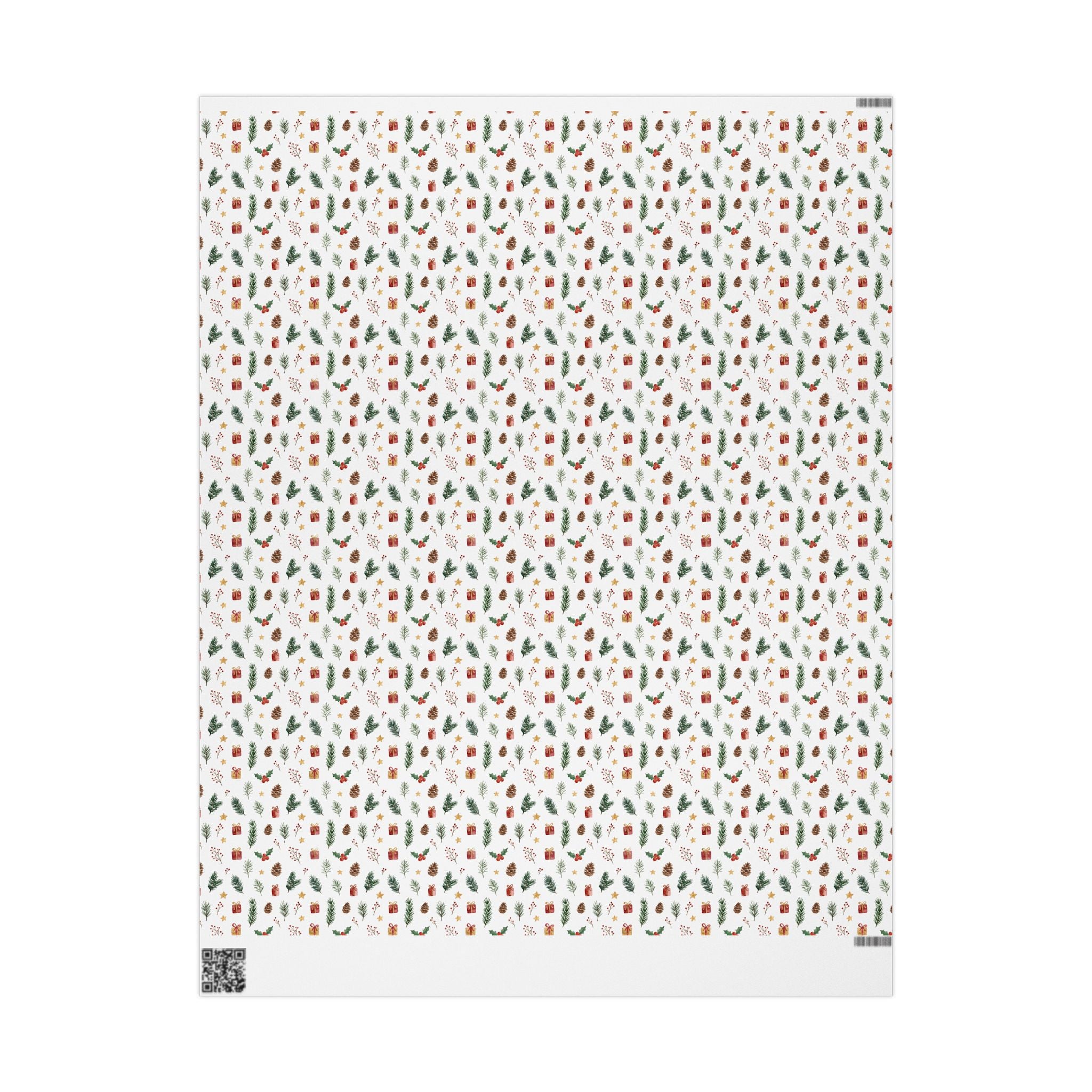 Christmas Mini Icons Wrapping Paper — Festive Holly, Pine & Gifts Pattern