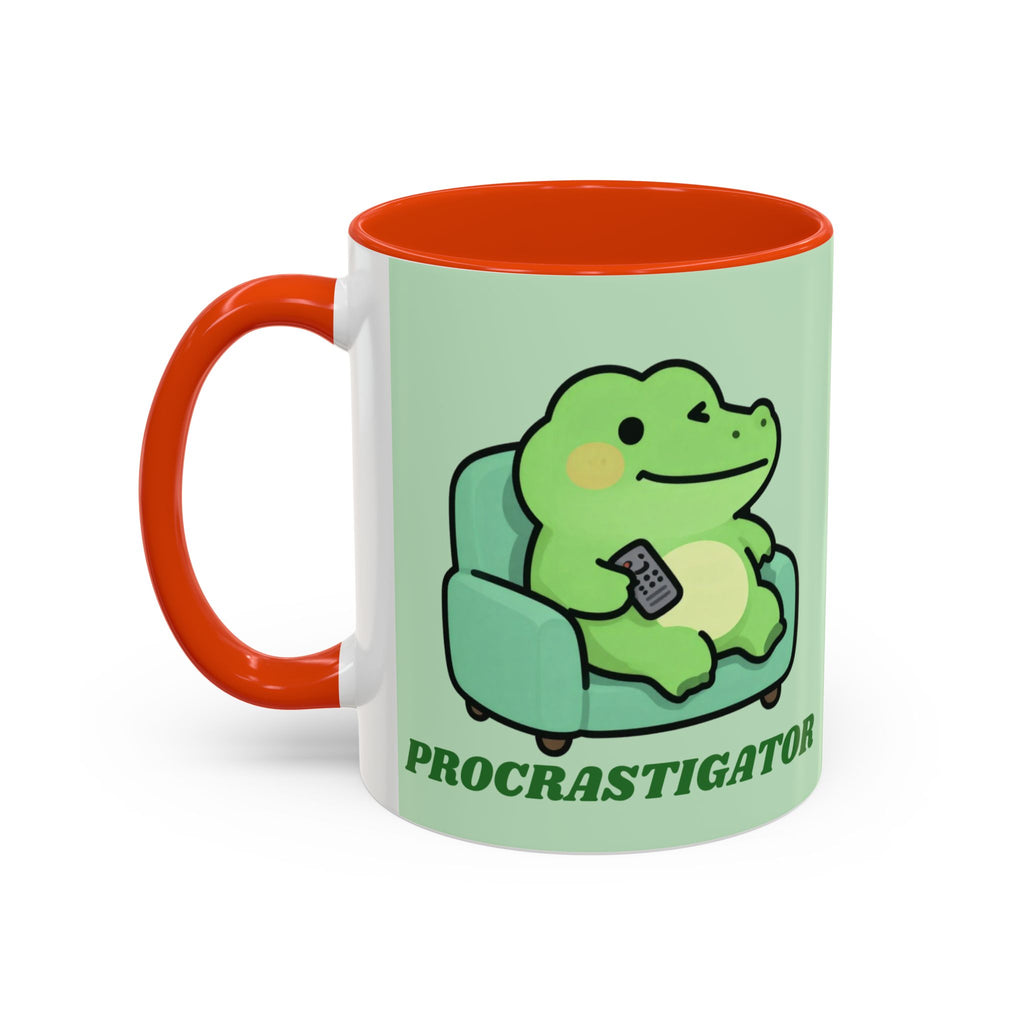 Procrastigator Frog Mug — Cute Cartoon Alligator Coffee Cup (11oz & 15oz)