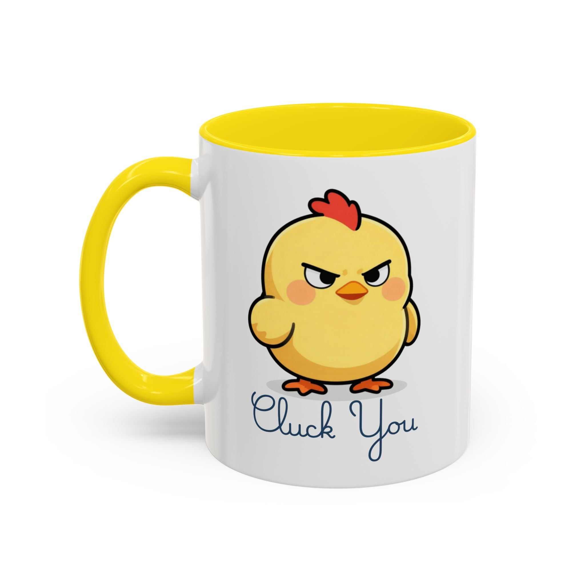 Cute Angry Chick 'Cluck You' Accent Coffee Mug — Funny Chicken Gift (11/15 oz)