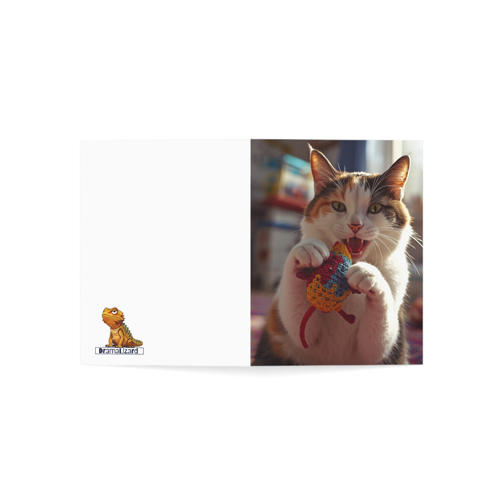 Cat Playing with Toy Greeting Cards — Blank Inside (1/10/30/50 pcs)