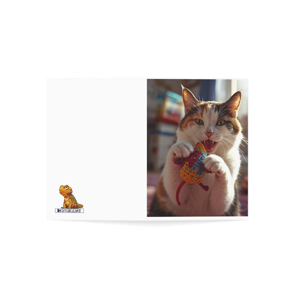 Cat Playing with Toy Greeting Cards — Blank Inside (1/10/30/50 pcs)