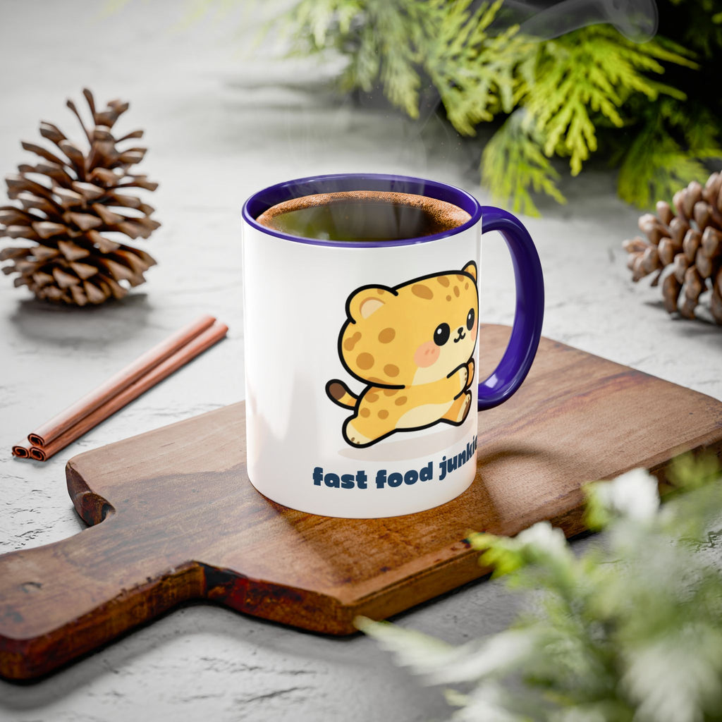 'Fast Food Junkie' Cat Mug — Colorful 11oz & 15oz Ceramic Coffee Cup