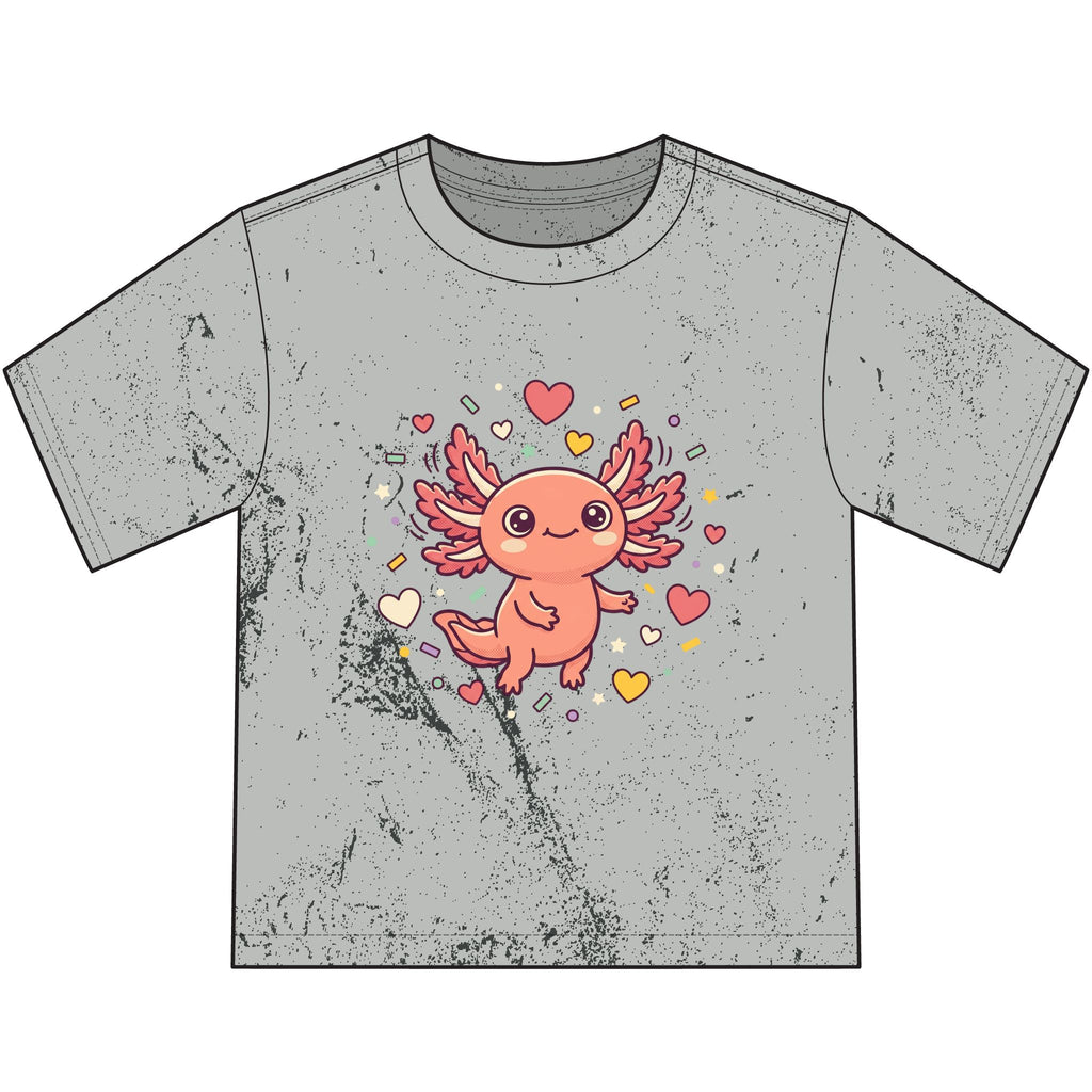 Axolotl Love Youth T-Shirt — Cute Pink Winged Axolotl with Hearts