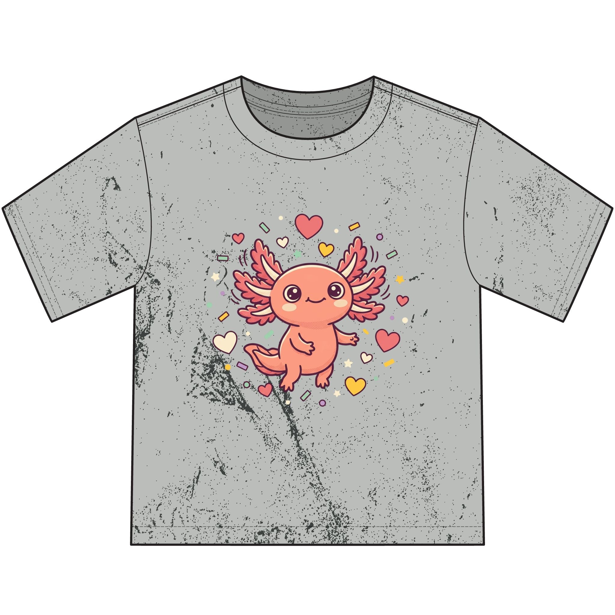 Axolotl Love Youth T-Shirt — Cute Pink Winged Axolotl with Hearts