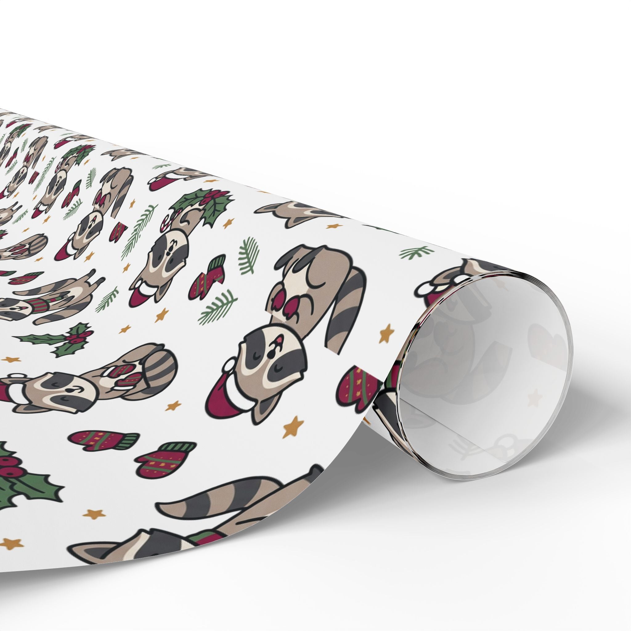Christmas Raccoon Wrapping Paper — Cute Holiday Dog Pattern Gift Wrap
