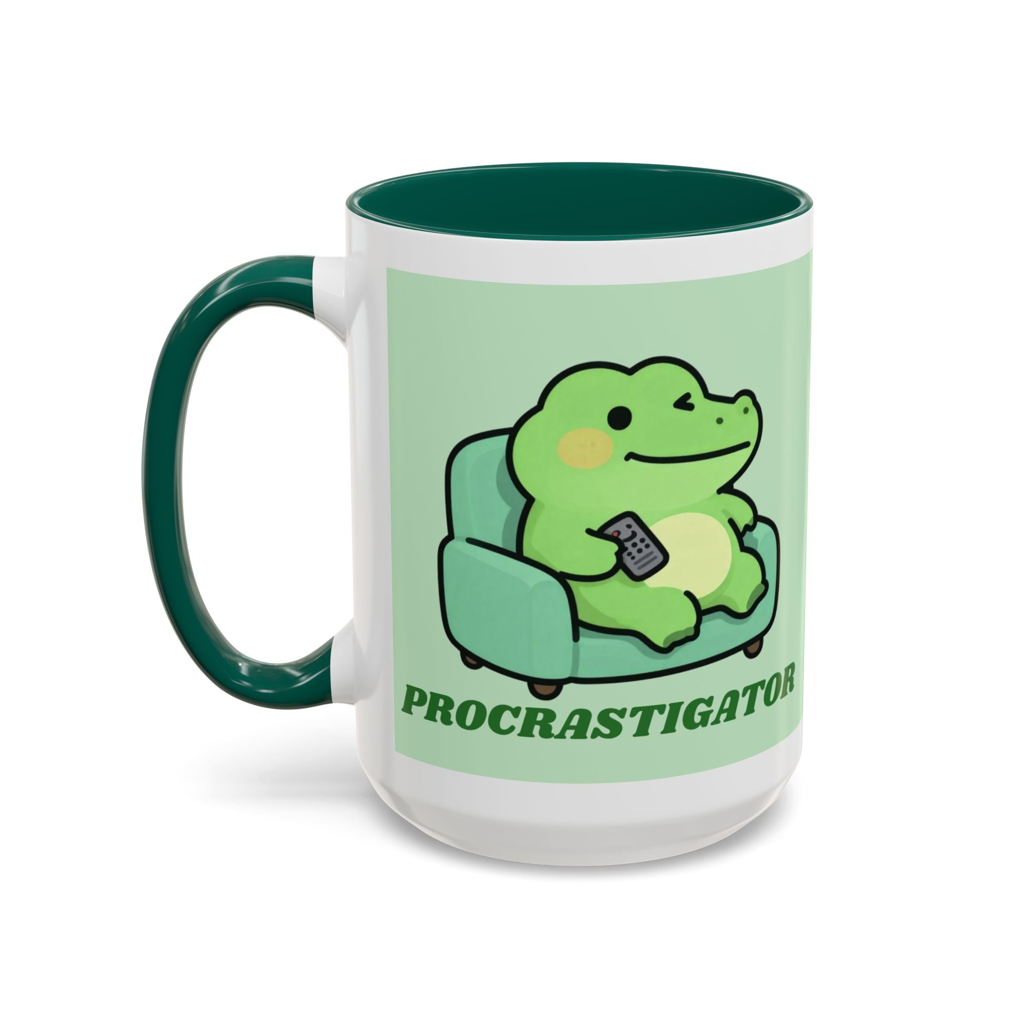 Procrastigator Frog Mug — Cute Cartoon Alligator Coffee Cup (11oz & 15oz)