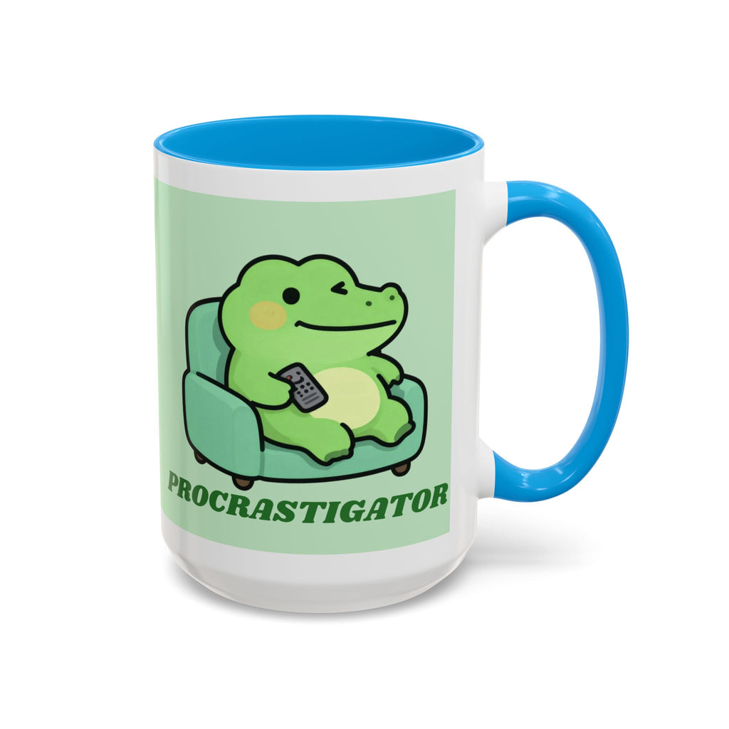 Procrastigator Frog Mug — Cute Cartoon Alligator Coffee Cup (11oz & 15oz)