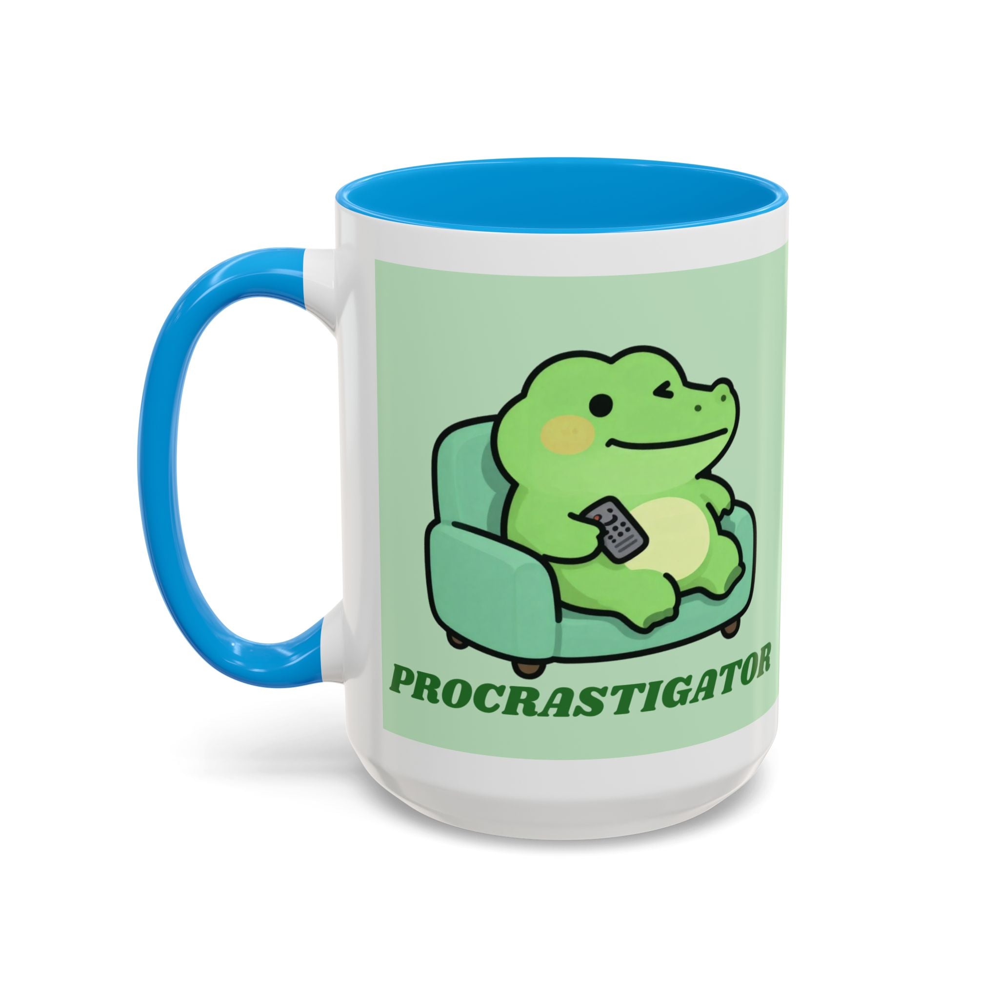 Procrastigator Frog Mug — Cute Cartoon Alligator Coffee Cup (11oz & 15oz)