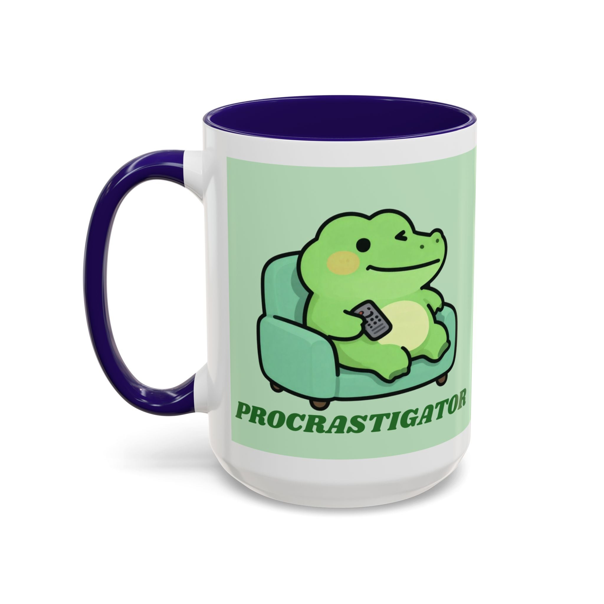 Procrastigator Frog Mug — Cute Cartoon Alligator Coffee Cup (11oz & 15oz)