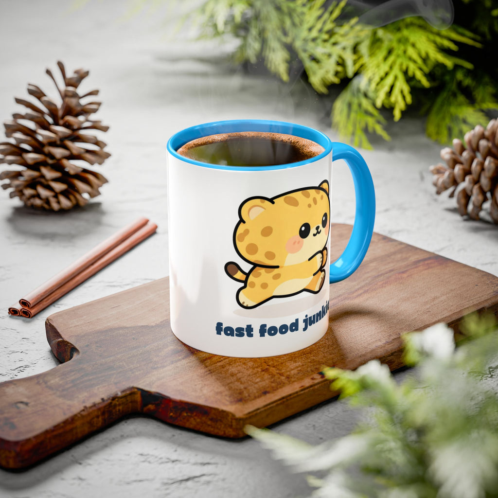 'Fast Food Junkie' Cat Mug — Colorful 11oz & 15oz Ceramic Coffee Cup