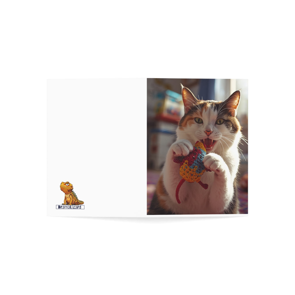 Cat Playing with Toy Greeting Cards — Blank Inside (1/10/30/50 pcs)
