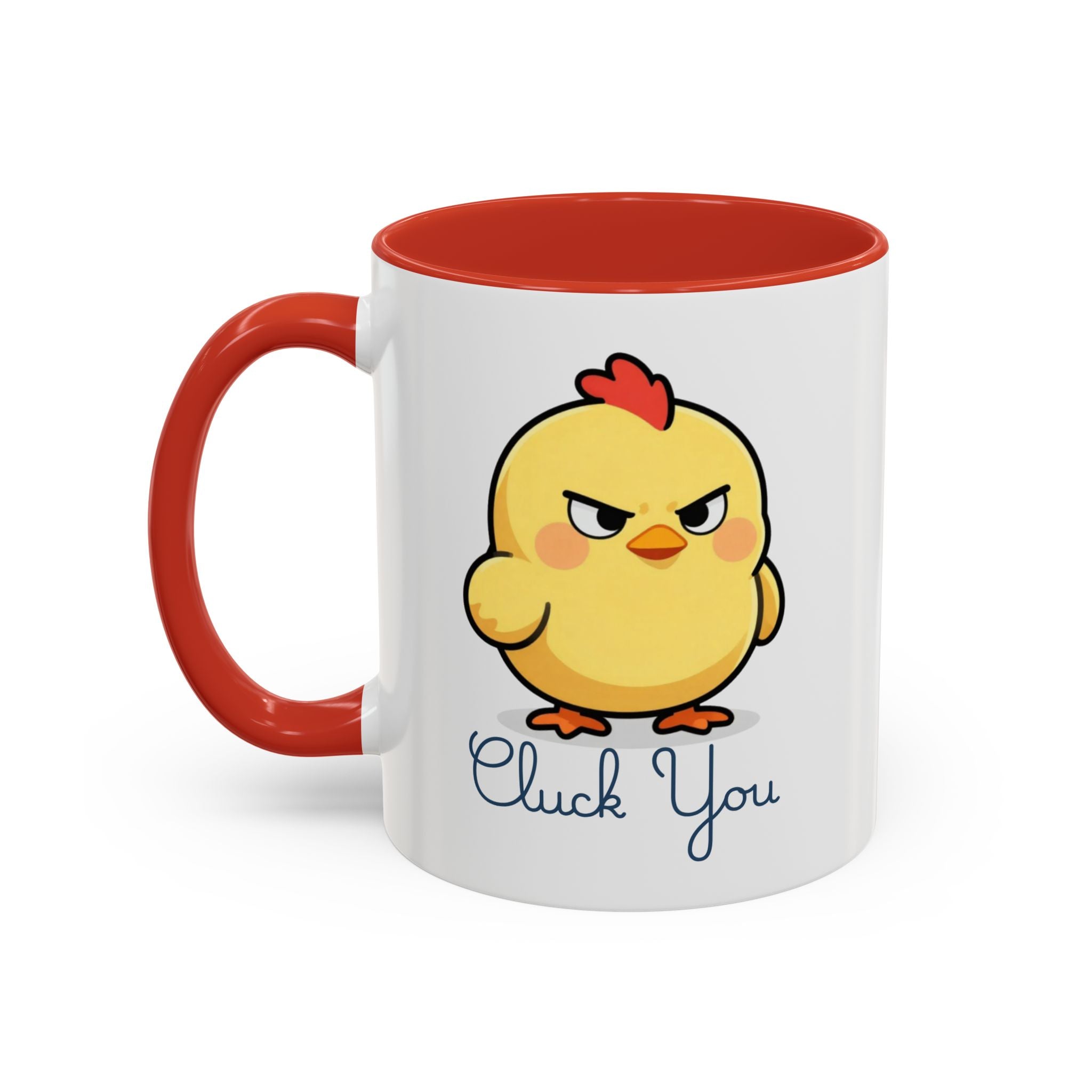 Cute Angry Chick 'Cluck You' Accent Coffee Mug — Funny Chicken Gift (11/15 oz)
