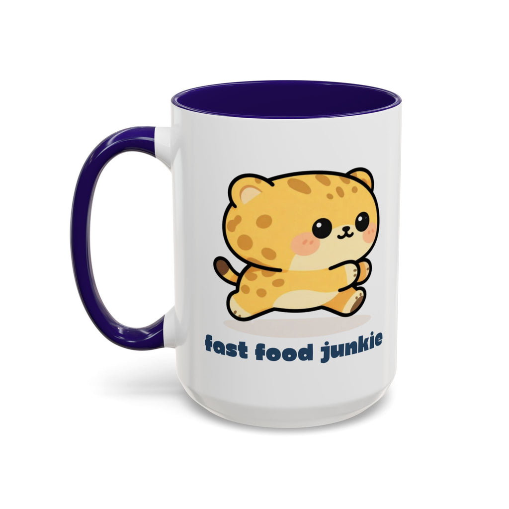 'Fast Food Junkie' Cat Mug — Colorful 11oz & 15oz Ceramic Coffee Cup