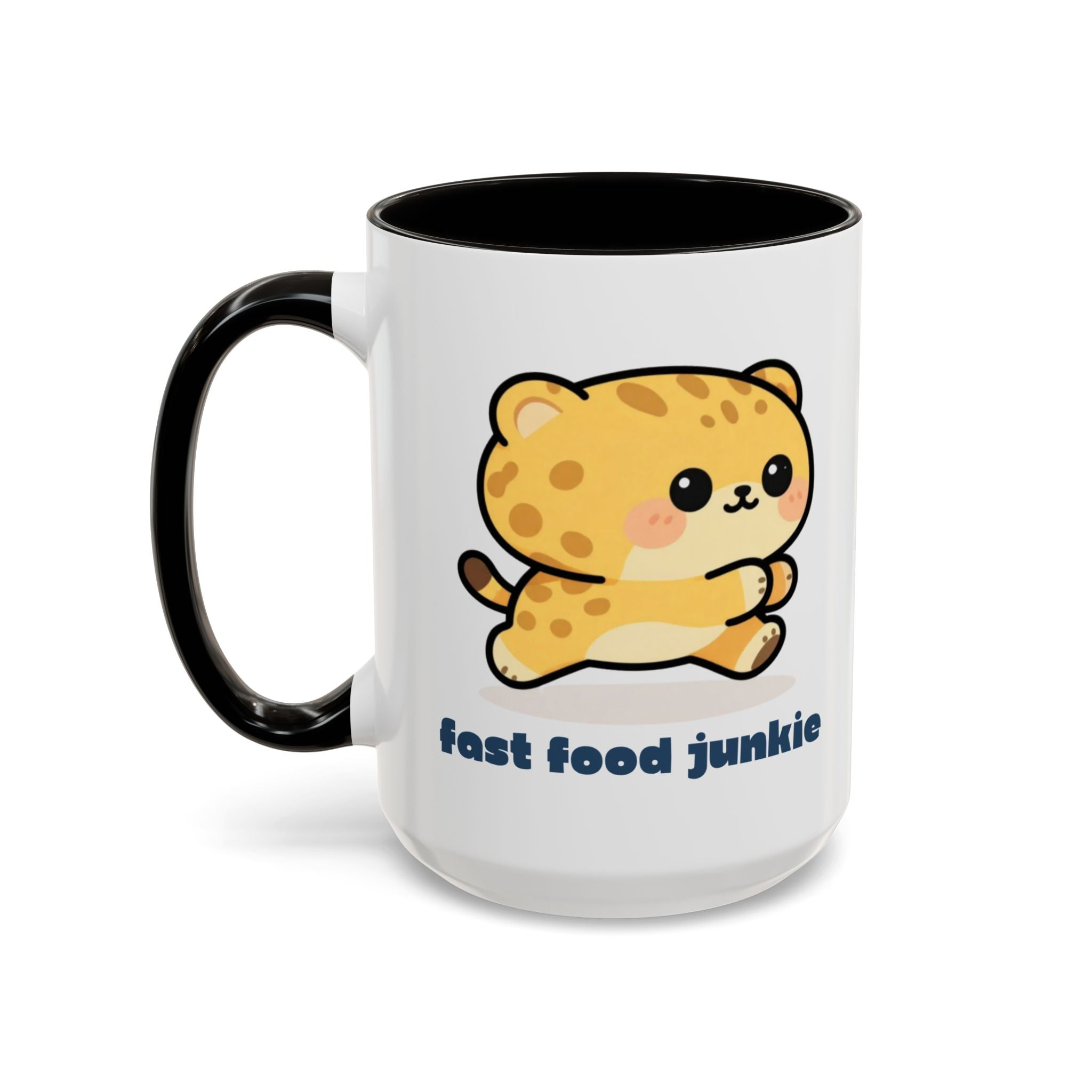 'Fast Food Junkie' Cat Mug — Colorful 11oz & 15oz Ceramic Coffee Cup