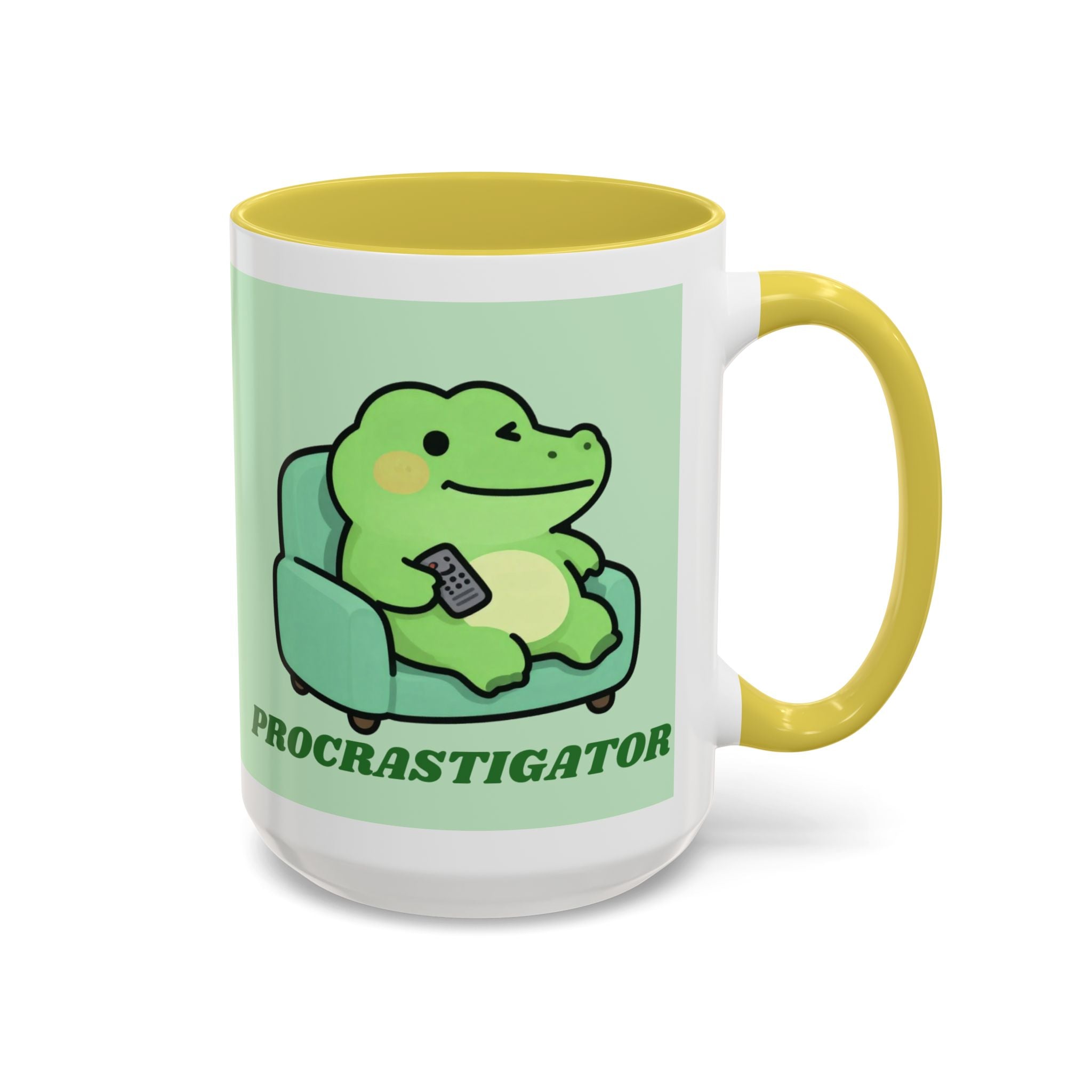 Procrastigator Frog Mug — Cute Cartoon Alligator Coffee Cup (11oz & 15oz)