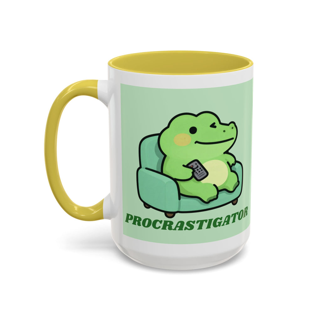 Procrastigator Frog Mug — Cute Cartoon Alligator Coffee Cup (11oz & 15oz)