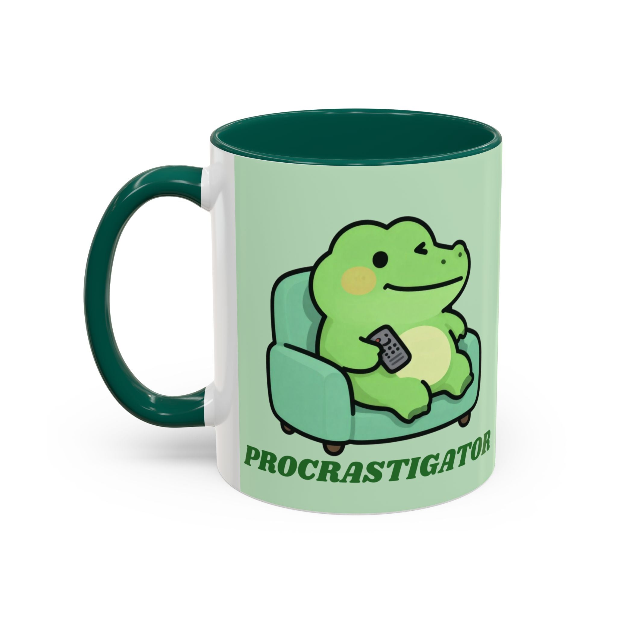 Procrastigator Frog Mug — Cute Cartoon Alligator Coffee Cup (11oz & 15oz)