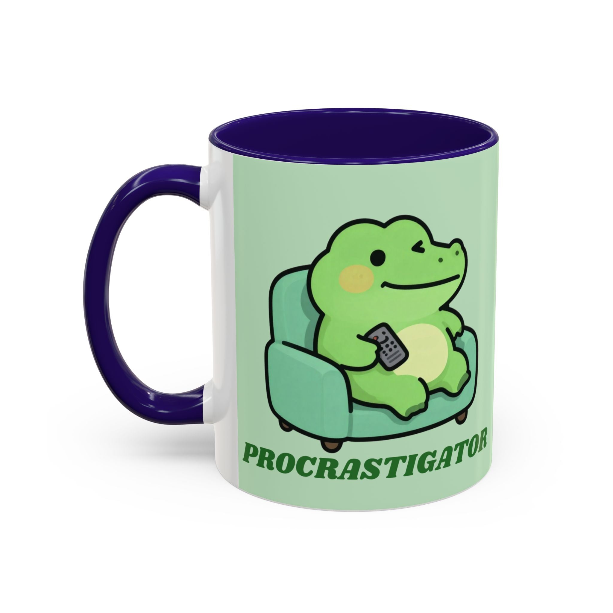 Procrastigator Frog Mug — Cute Cartoon Alligator Coffee Cup (11oz & 15oz)