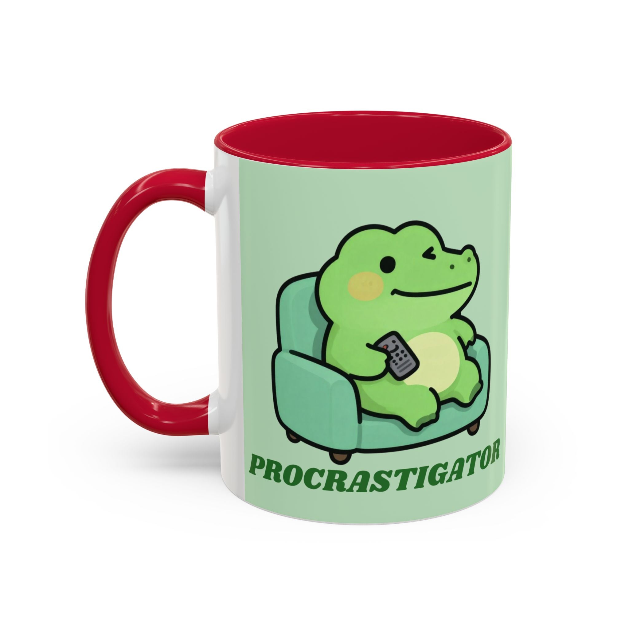 Procrastigator Frog Mug — Cute Cartoon Alligator Coffee Cup (11oz & 15oz)