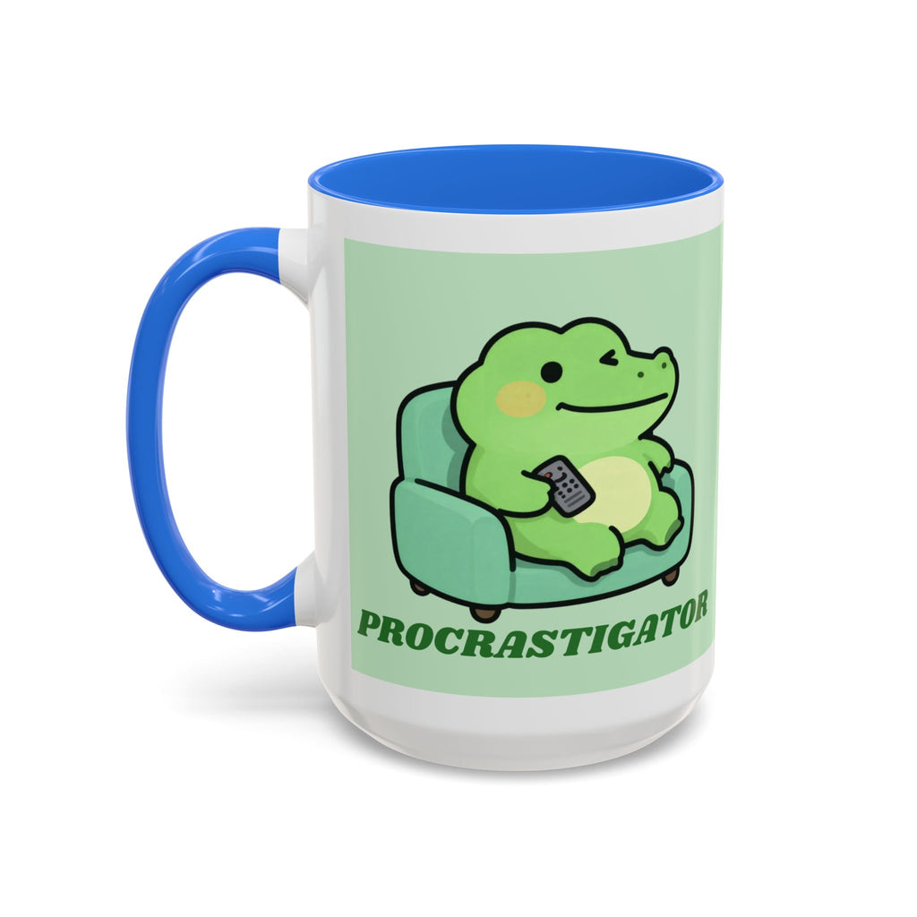 Procrastigator Frog Mug — Cute Cartoon Alligator Coffee Cup (11oz & 15oz)