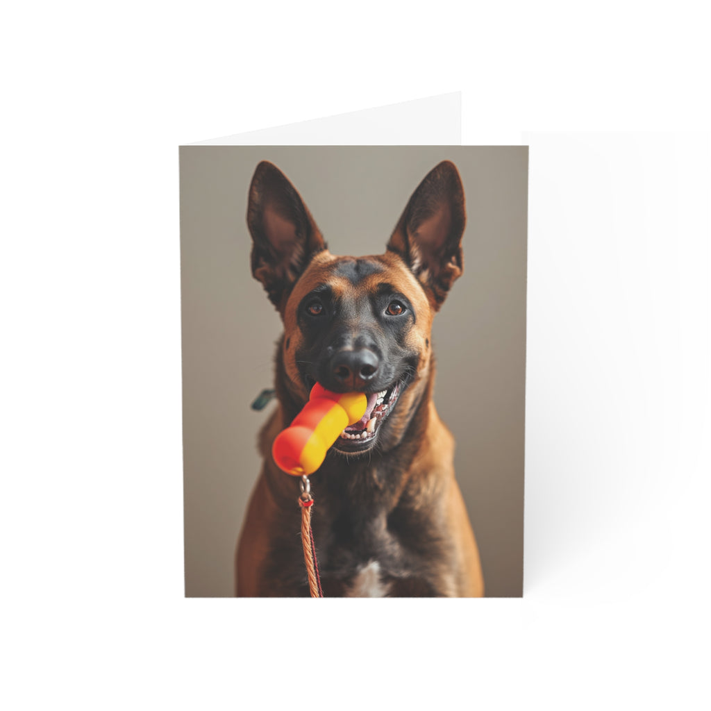 Dog Photo Greeting Cards — Playful Belgian Malinois Design (1/10/30/50 pack)