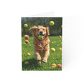 Golden Retriever Playing with Tennis Balls — Blank Greeting Card (Blank Interior)
