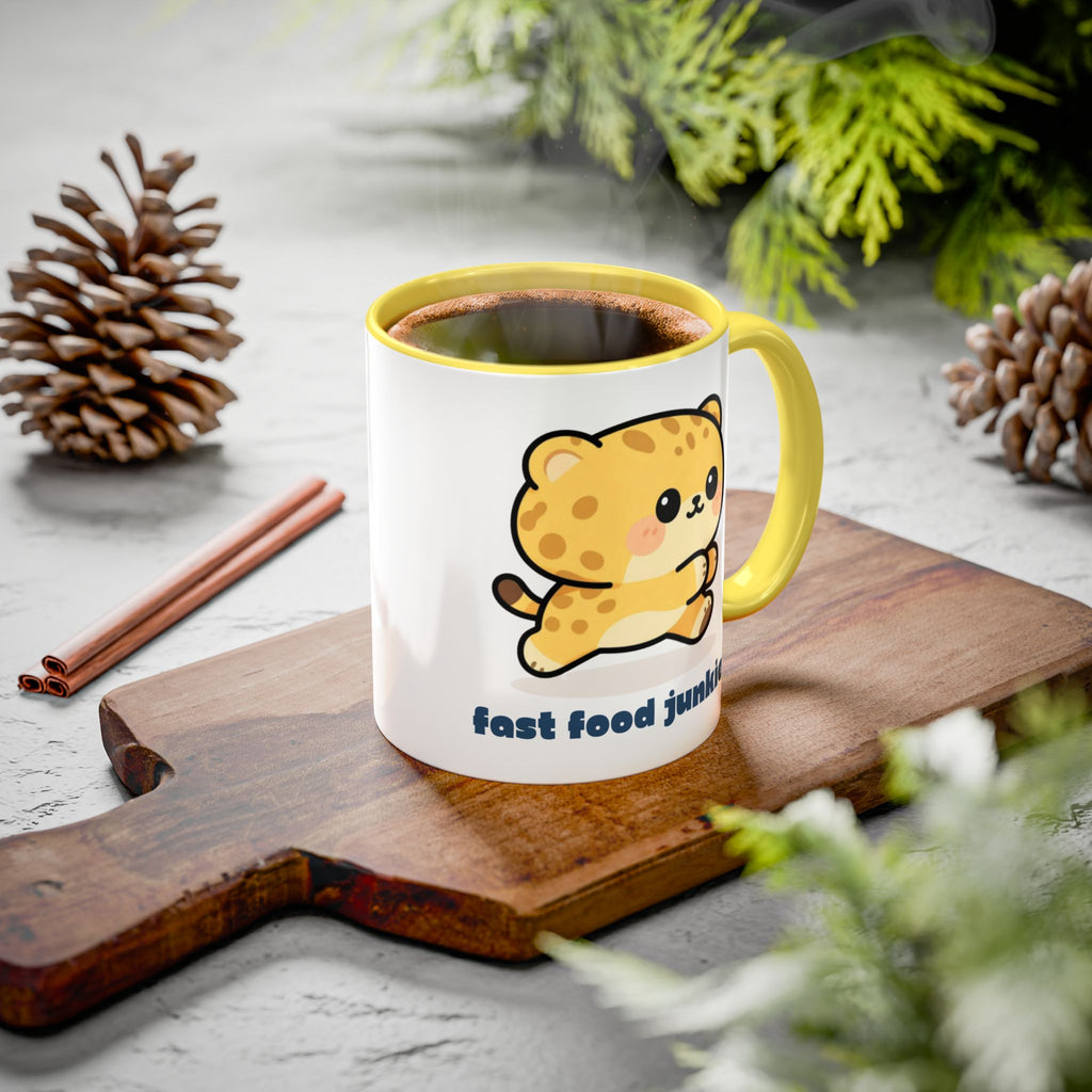 'Fast Food Junkie' Cat Mug — Colorful 11oz & 15oz Ceramic Coffee Cup