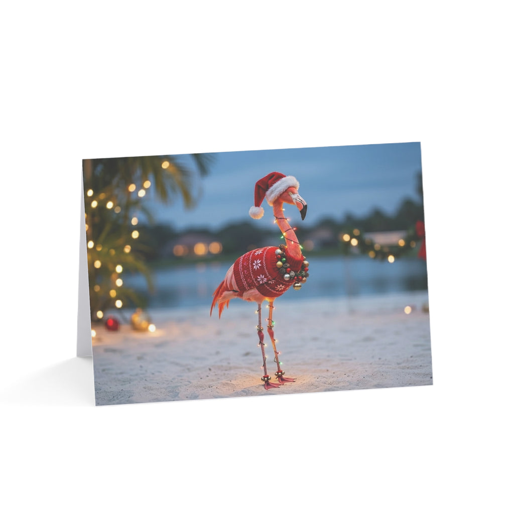 Tropical Flamingo Christmas Greeting Cards — Holiday Cards (1/10/30/50 pcs)