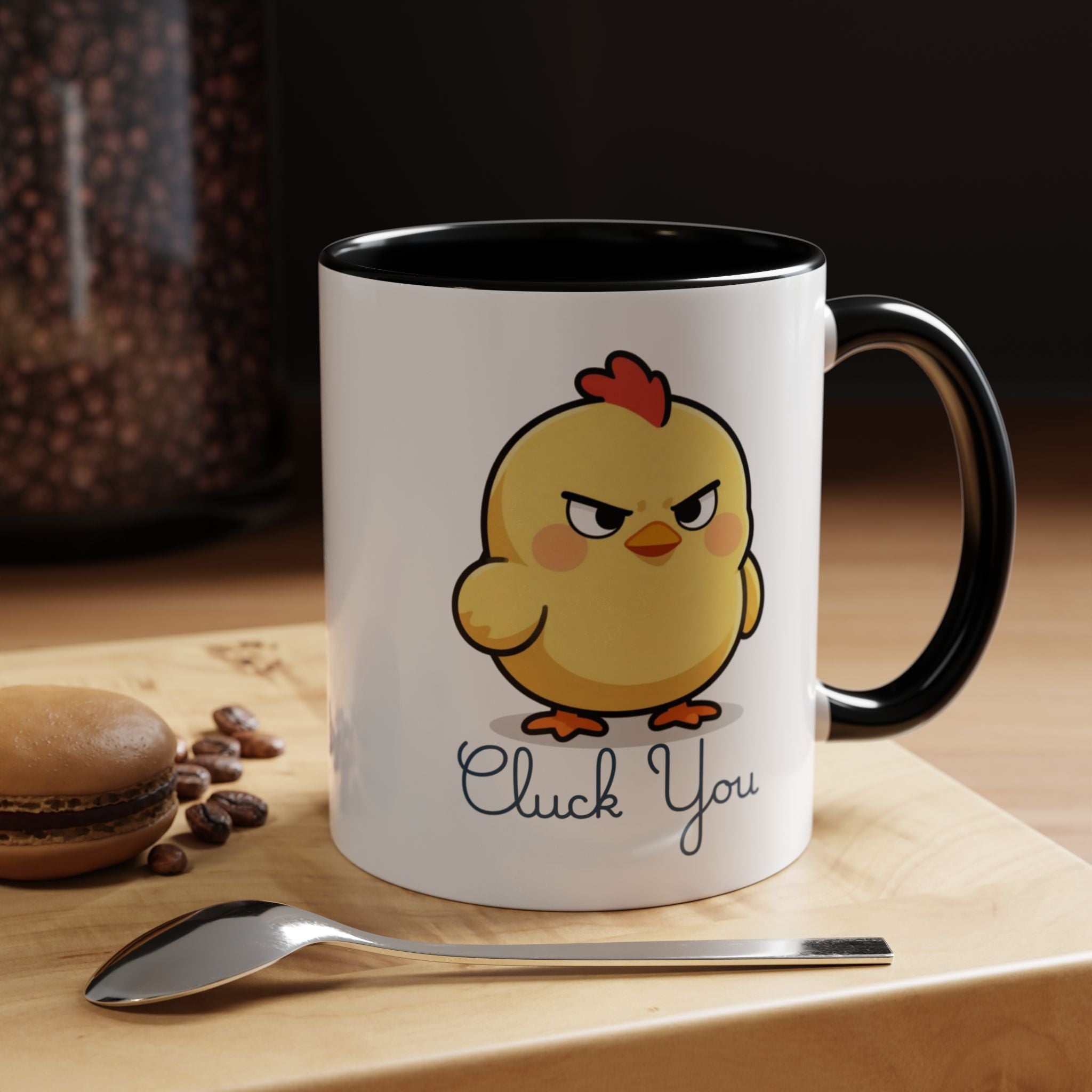 Cute Angry Chick 'Cluck You' Accent Coffee Mug — Funny Chicken Gift (11/15 oz)