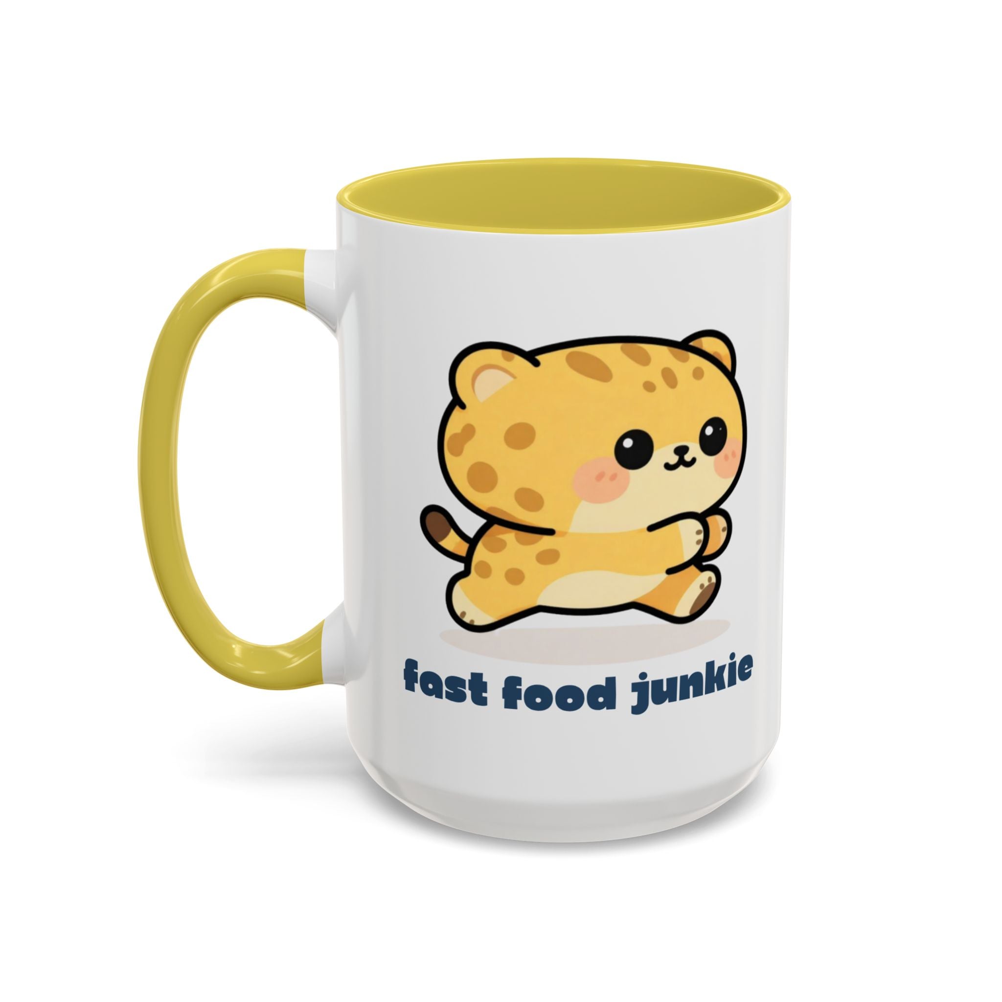 'Fast Food Junkie' Cat Mug — Colorful 11oz & 15oz Ceramic Coffee Cup