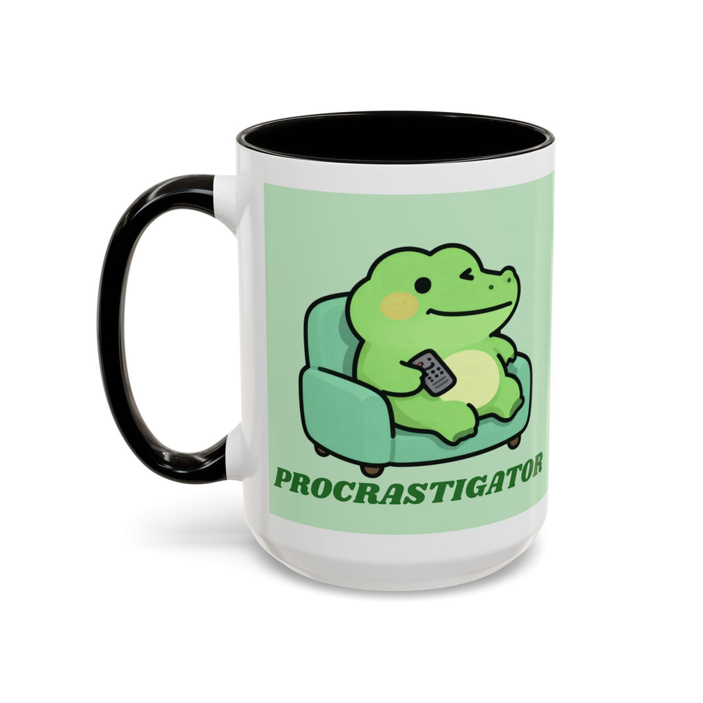 Procrastigator Frog Mug — Cute Cartoon Alligator Coffee Cup (11oz & 15oz)