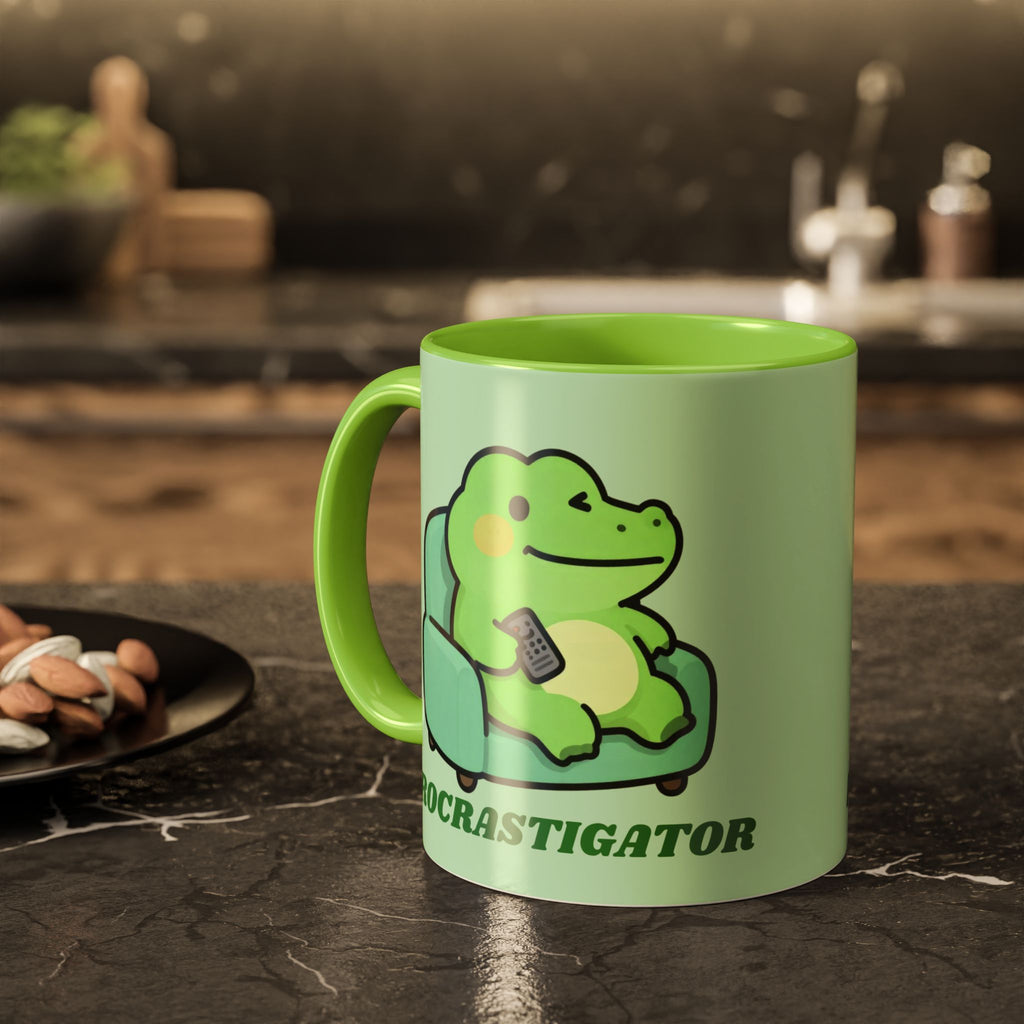 Procrastigator Frog Mug — Cute Cartoon Alligator Coffee Cup (11oz & 15oz)
