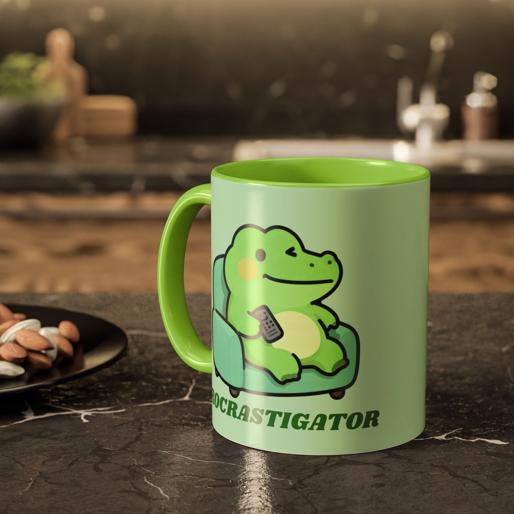 Procrastigator Frog Mug — Cute Cartoon Alligator Coffee Cup (11oz & 15oz)