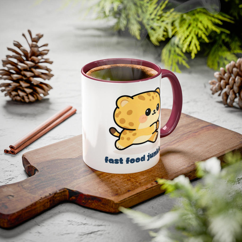 'Fast Food Junkie' Cat Mug — Colorful 11oz & 15oz Ceramic Coffee Cup