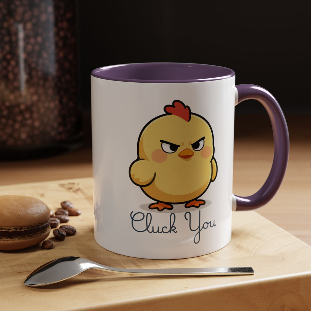 Cute Angry Chick 'Cluck You' Accent Coffee Mug — Funny Chicken Gift (11/15 oz)