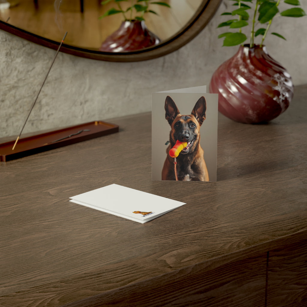 Dog Photo Greeting Cards — Playful Belgian Malinois Design (1/10/30/50 pack)