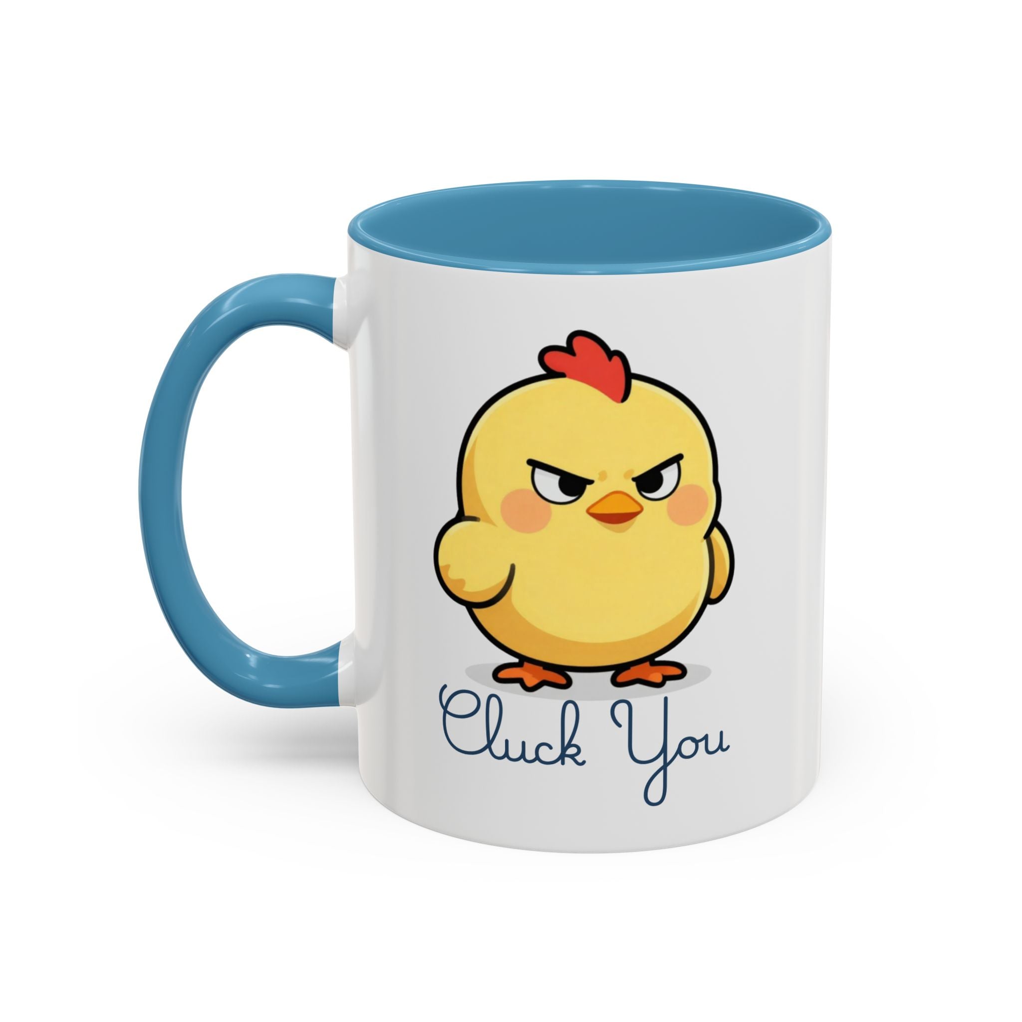 Cute Angry Chick 'Cluck You' Accent Coffee Mug — Funny Chicken Gift (11/15 oz)