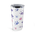 20oz Pet Paw Print Tumbler — Cute Cat & Dog Paws, Hearts & Fishbone Travel Cup