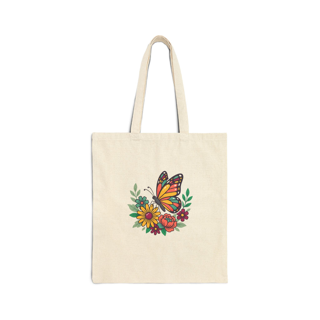 Butterfly Floral Canvas Tote — Cotton Market Bag