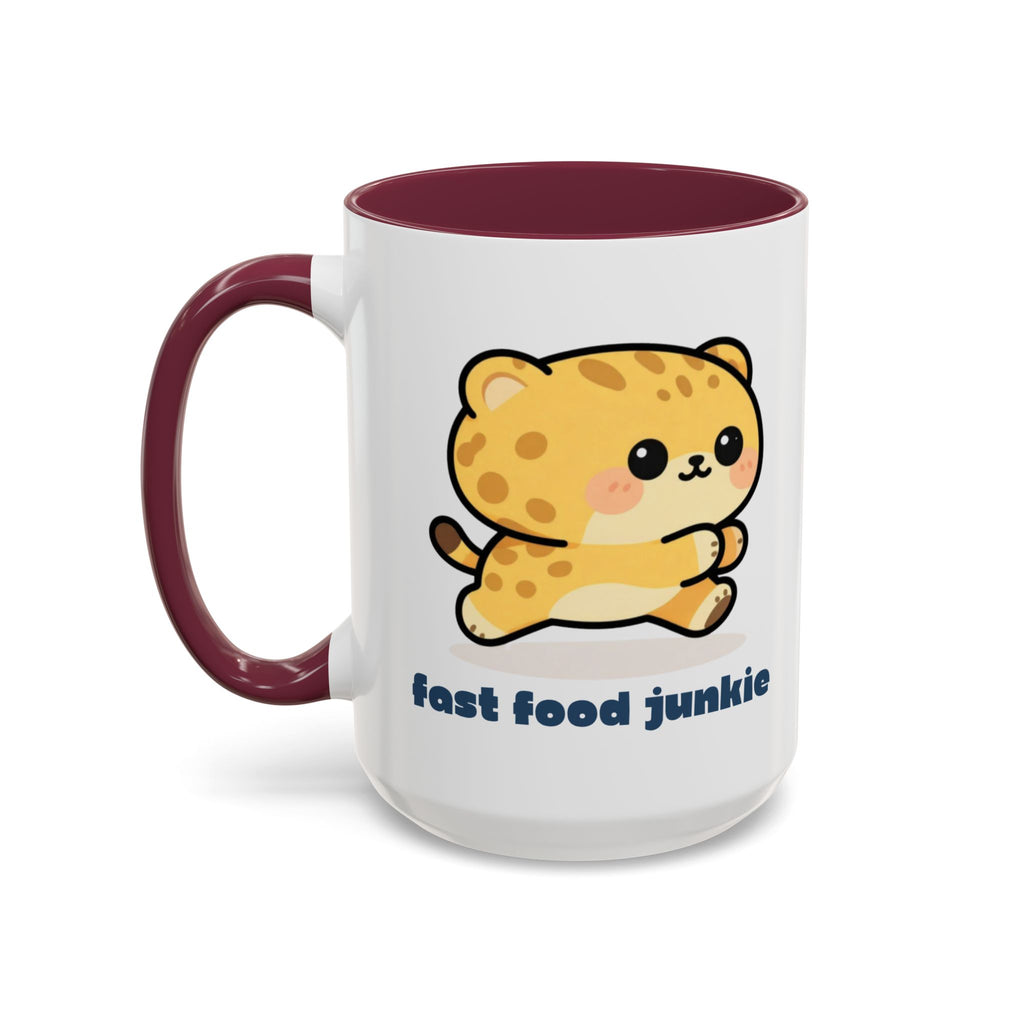 'Fast Food Junkie' Cat Mug — Colorful 11oz & 15oz Ceramic Coffee Cup