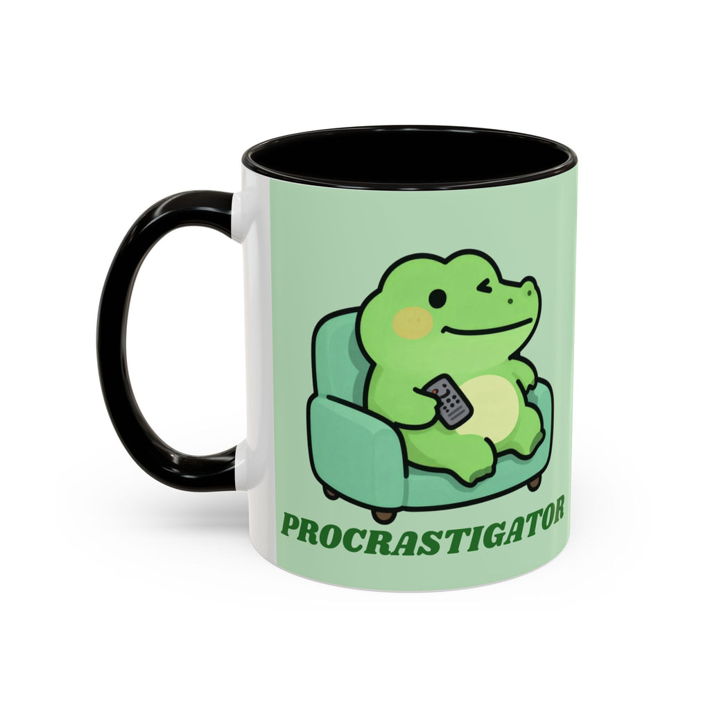 Procrastigator Frog Mug — Cute Cartoon Alligator Coffee Cup (11oz & 15oz)
